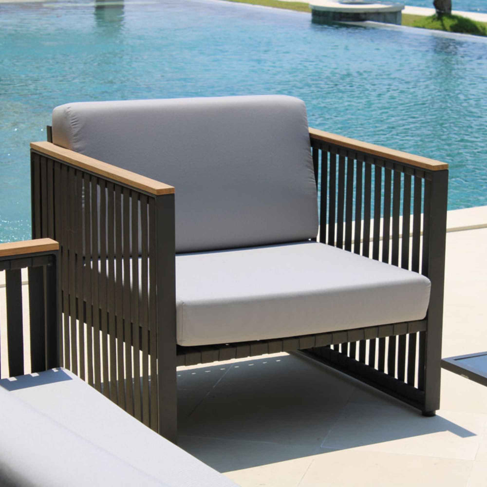 Horizon Armchair with Sunbrella Cushion, Teak Armrests - image 4
