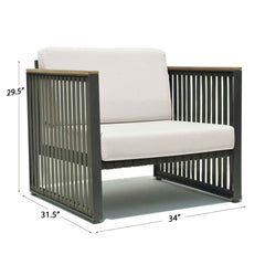 Horizon Armchair with Sunbrella Cushion, Teak Armrests - image 3