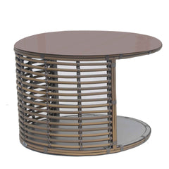 Ruby Auxiliary Table, Outdoor Side Table with Tempered Glass Top