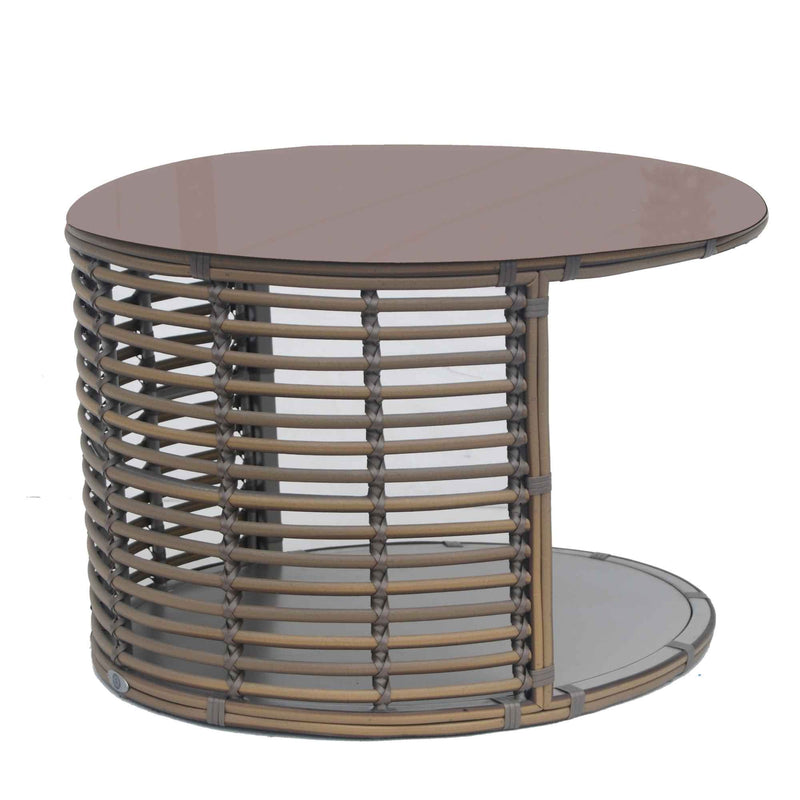 Ruby Auxiliary Table, Outdoor Side Table with Tempered Glass Top