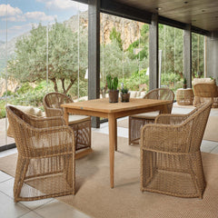 Calixto Outdoor Square Dining Set, 5-Piece with Sunbrella Cushions