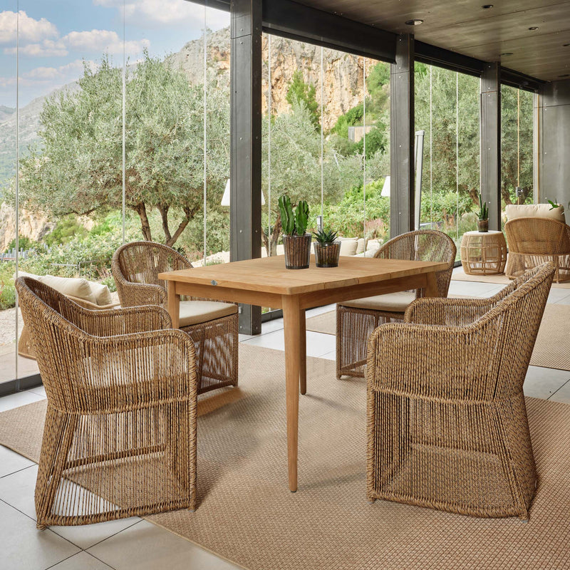 Calixto Outdoor Square Dining Set, 5-Piece with Sunbrella Cushions