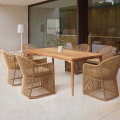 Calixto Outdoor Rectangular Dining Set, Powder-Coated Aluminum