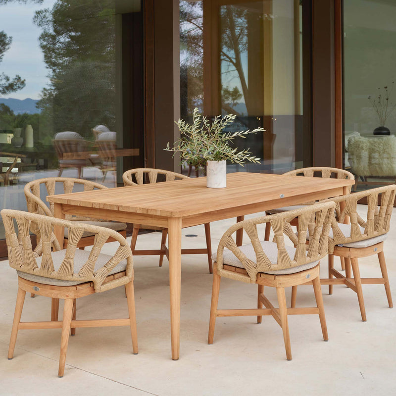 Krabi Dining Set with Sunbrella Cushions, 6 Chairs Rectangular Table