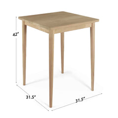 Krabi Outdoor Square Teak Pub Table, Commercial Grade Finish - image 2