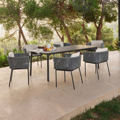 Boston Outdoor Rectangular Dining Set, 6-Seat with Sunbrella Cushions