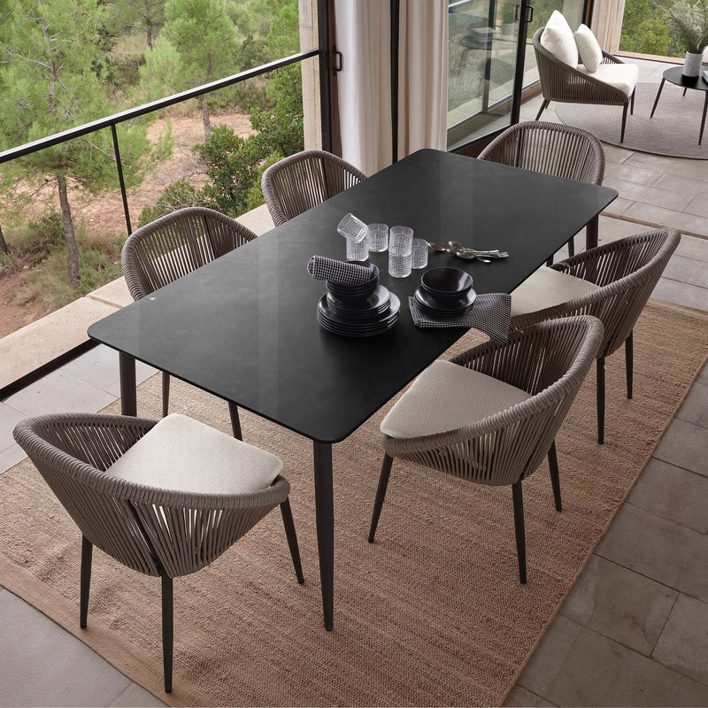 Rodona Outdoor Rectangular Dining Table Powder-Coated Aluminum