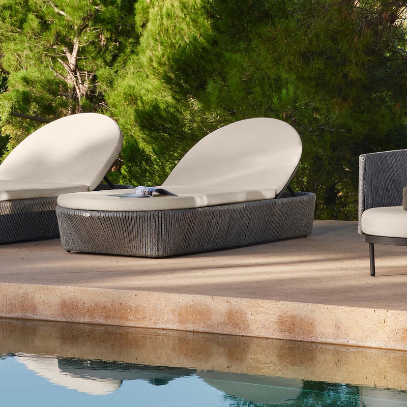 Boston Outdoor Chaise Lounger - Powder-Coated Aluminum Frame