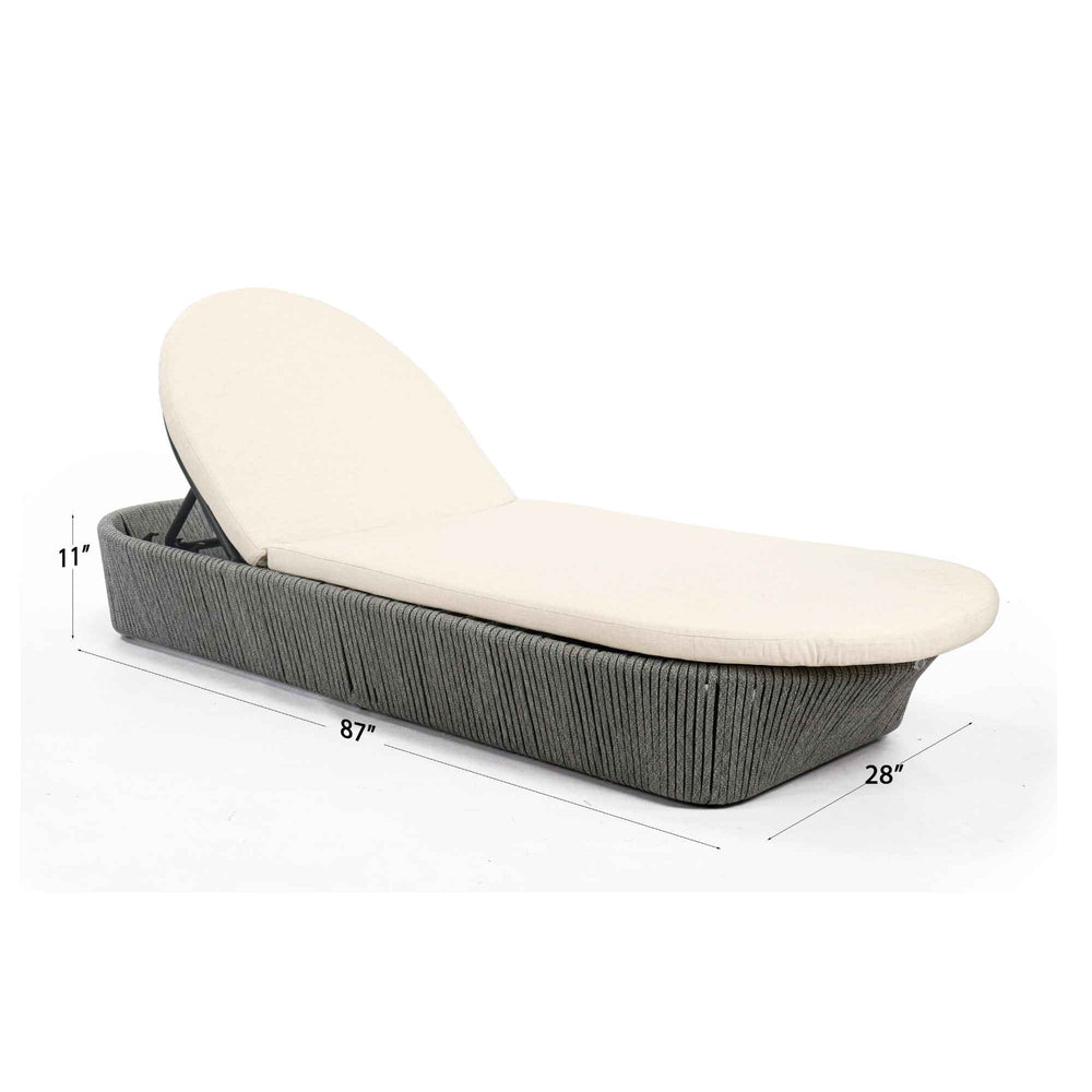 Boston Outdoor Chaise Lounger - Powder-Coated Aluminum Frame - image 3