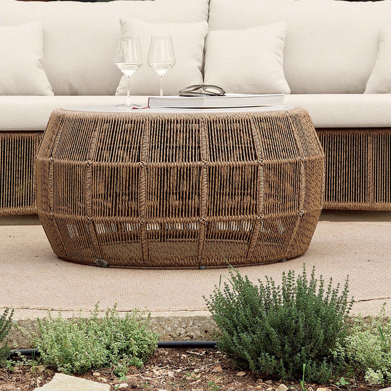 Calixto Outdoor Coffee Table, Powder-Coated Aluminum Frame