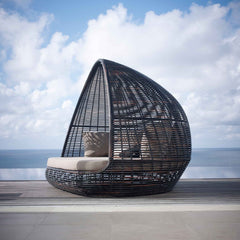Shade Daybed Outdoor in Black Mushroom Finish for Lounging
