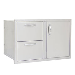 32" Blaze Outdoor Kitchen Access Door and Double Drawer Combo - SKU: BLZ-DDC-R-LZSC