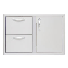 32" Blaze Outdoor Kitchen Access Door and Double Drawer Combo - SKU: BLZ-DDC-R-LZSC