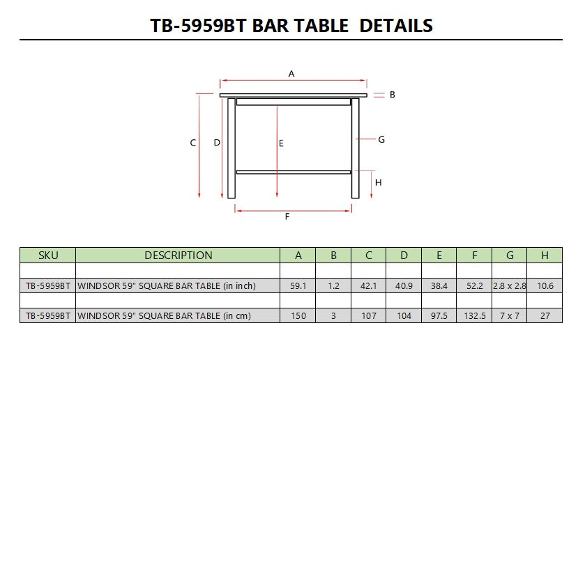 Windsor 59" Square Bar Table - image 4