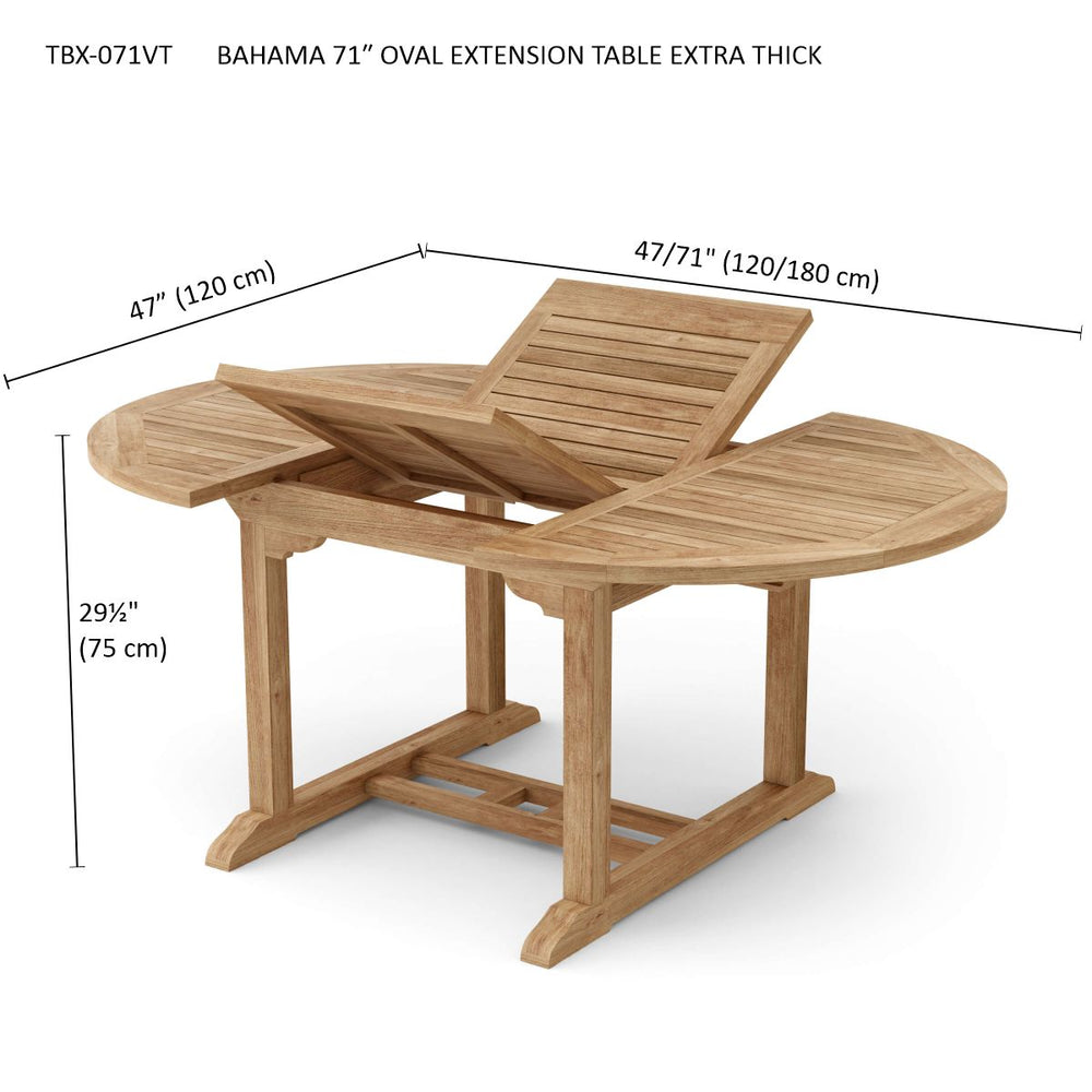 Bahama 71" Oval Extension Table Extra Thick Wood - image 5