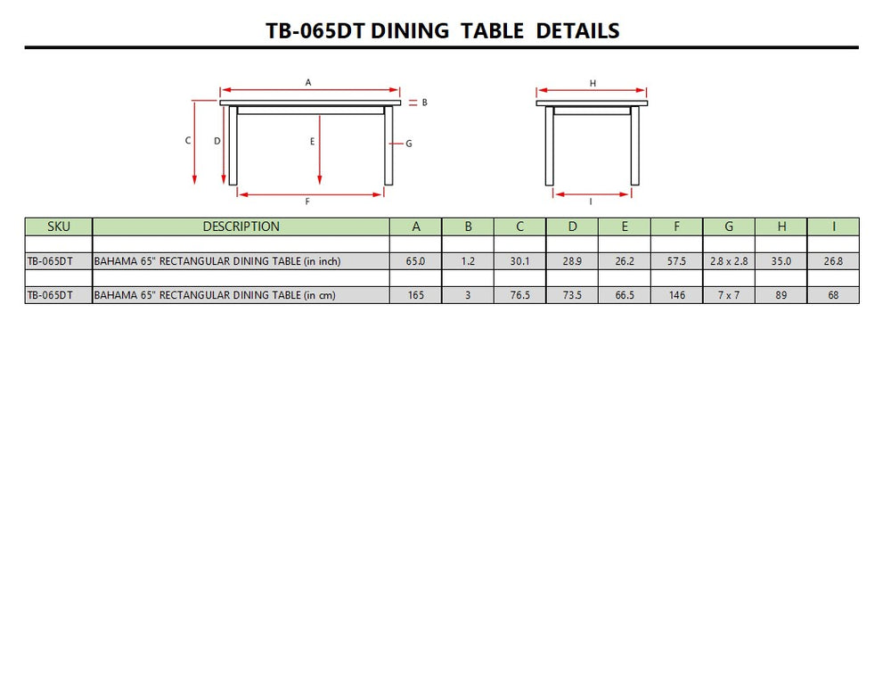 Bahama 65" Rectangular Table - image 3