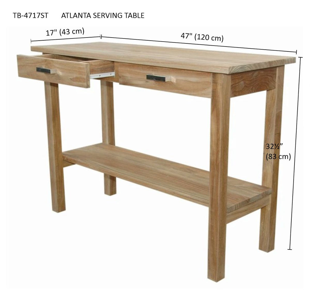 Atlanta Rectangular Serving Table w/ 2 Drawers and 1 Shelf - image 4