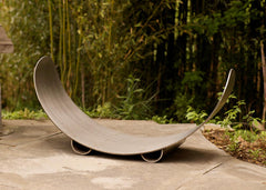 Fire Pit Art - Crescent Log Rack -  Stainless Steel