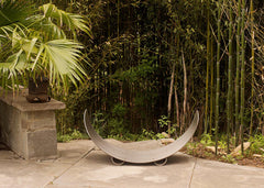 Fire Pit Art - Crescent Log Rack -  Stainless Steel