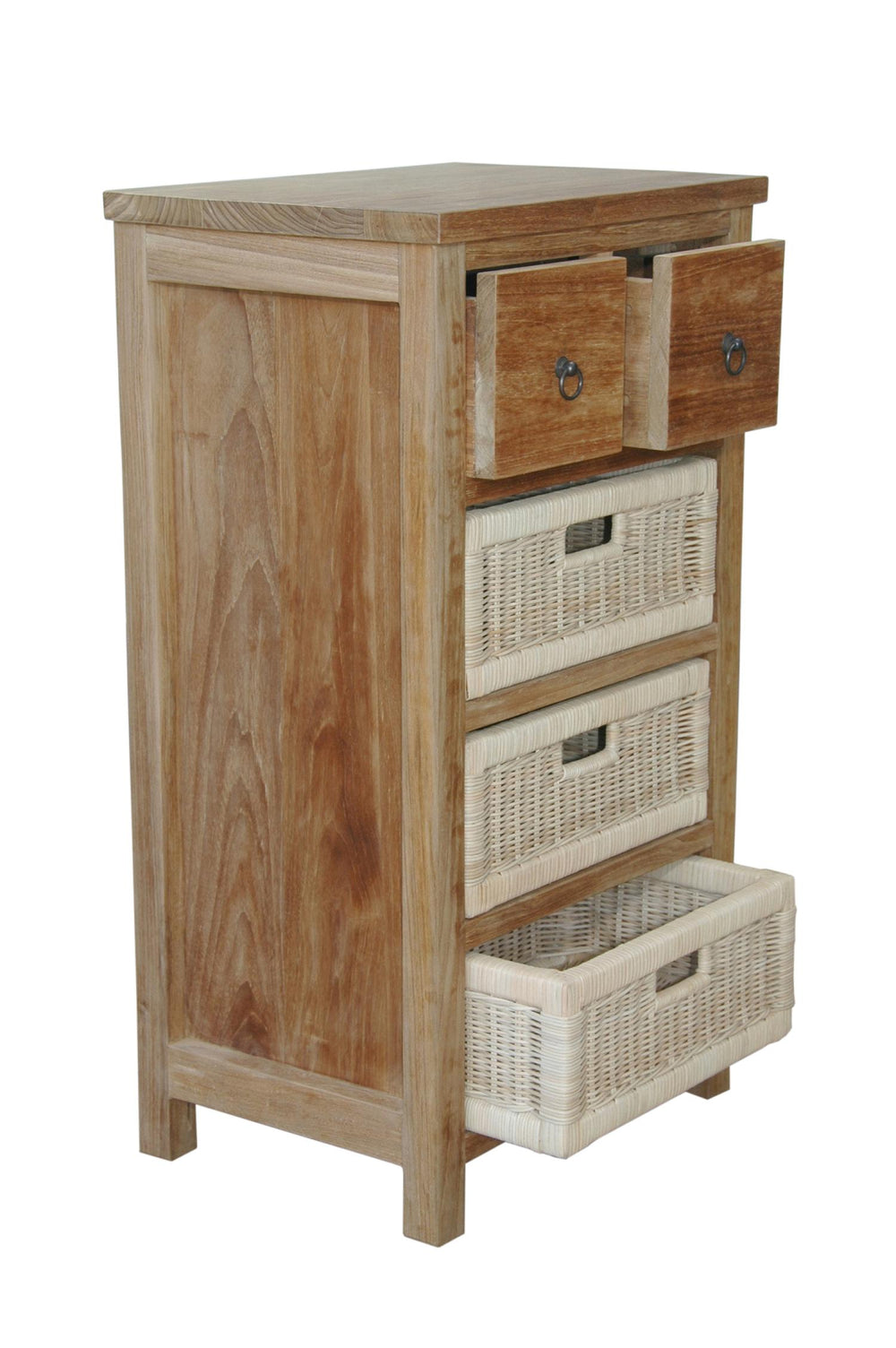 Safari Occasional Table w/ Drawer & Rattan Baskets - image 2