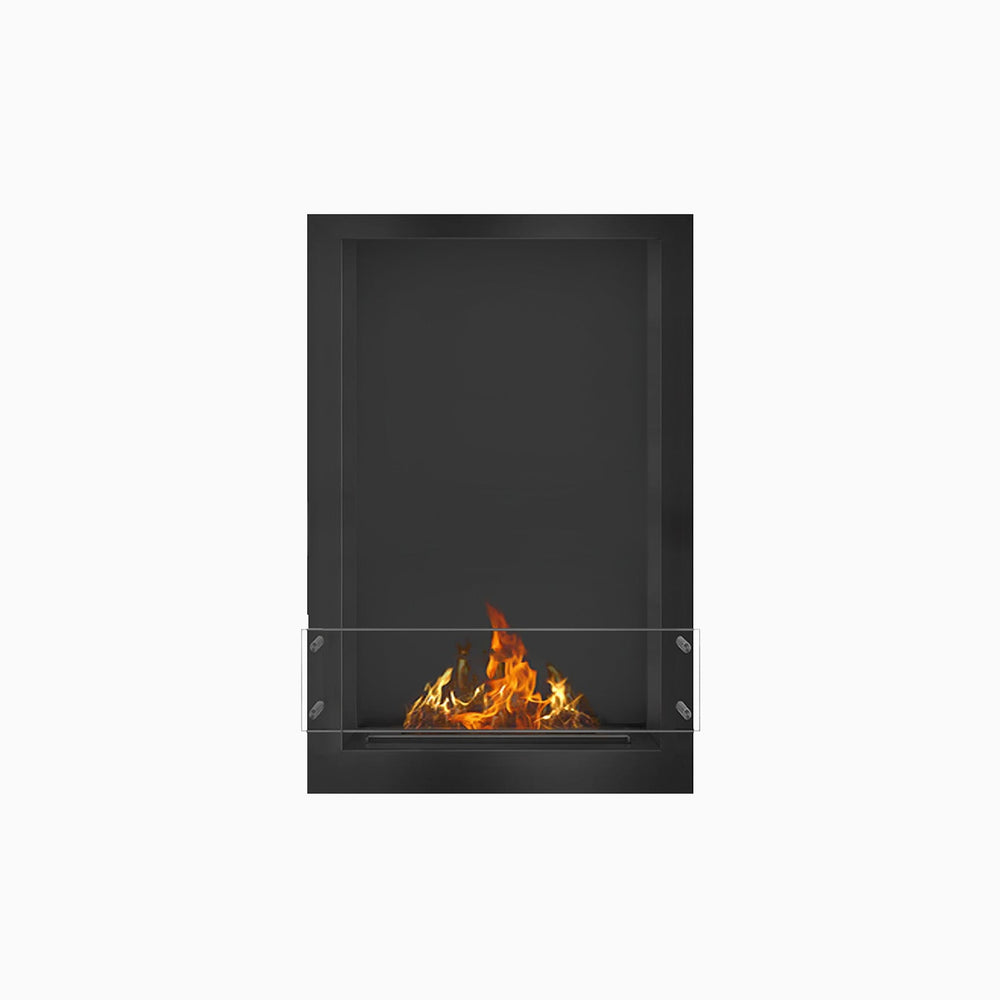 The Bio Flame 24-inch ventless ethanol firebox with lit flame