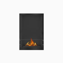 The Bio Flame 24-inch ventless ethanol firebox with lit flame