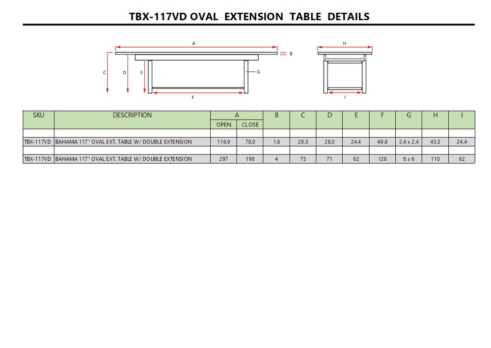 Bahama 117" Oval Extension Table w/ Double Extensions - image 6
