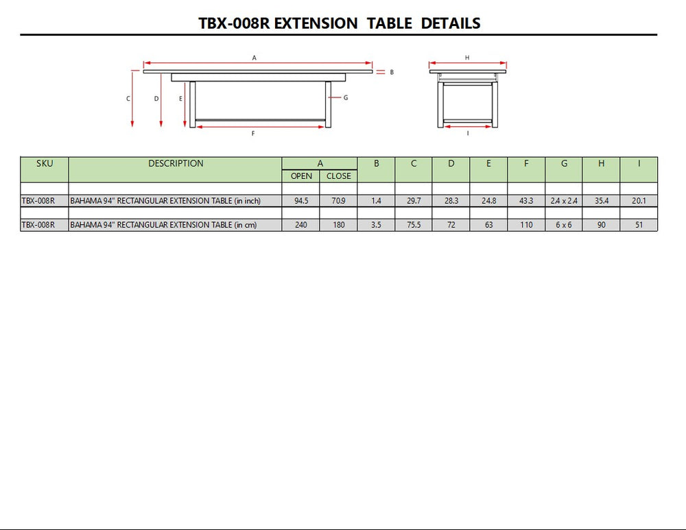 Bahama 8-Foot Rectangular Extension Table - image 7