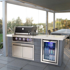 Art-Wood 4-Burner with Refrigerator, Rear Burner, and Rotisserie Kit Black Stainless Steel Propane Gas BBQ Island Grill - MA400-AWBSS by Mont Alpi