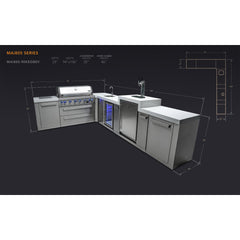 6-Burner 90 Degree Corner with Kegerator and Beverage Center Stainless Steel Propane Gas BBQ Island Grill - MAi805-90KEGBEV by Mont Alpi