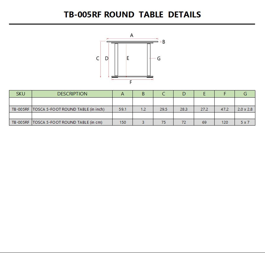 Tosca 5-Foot Round Table - image 4