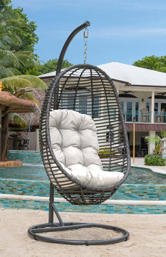 Panama Jack Graphite 2-Piece Hanging Chair with Cushion Aluminum Frame