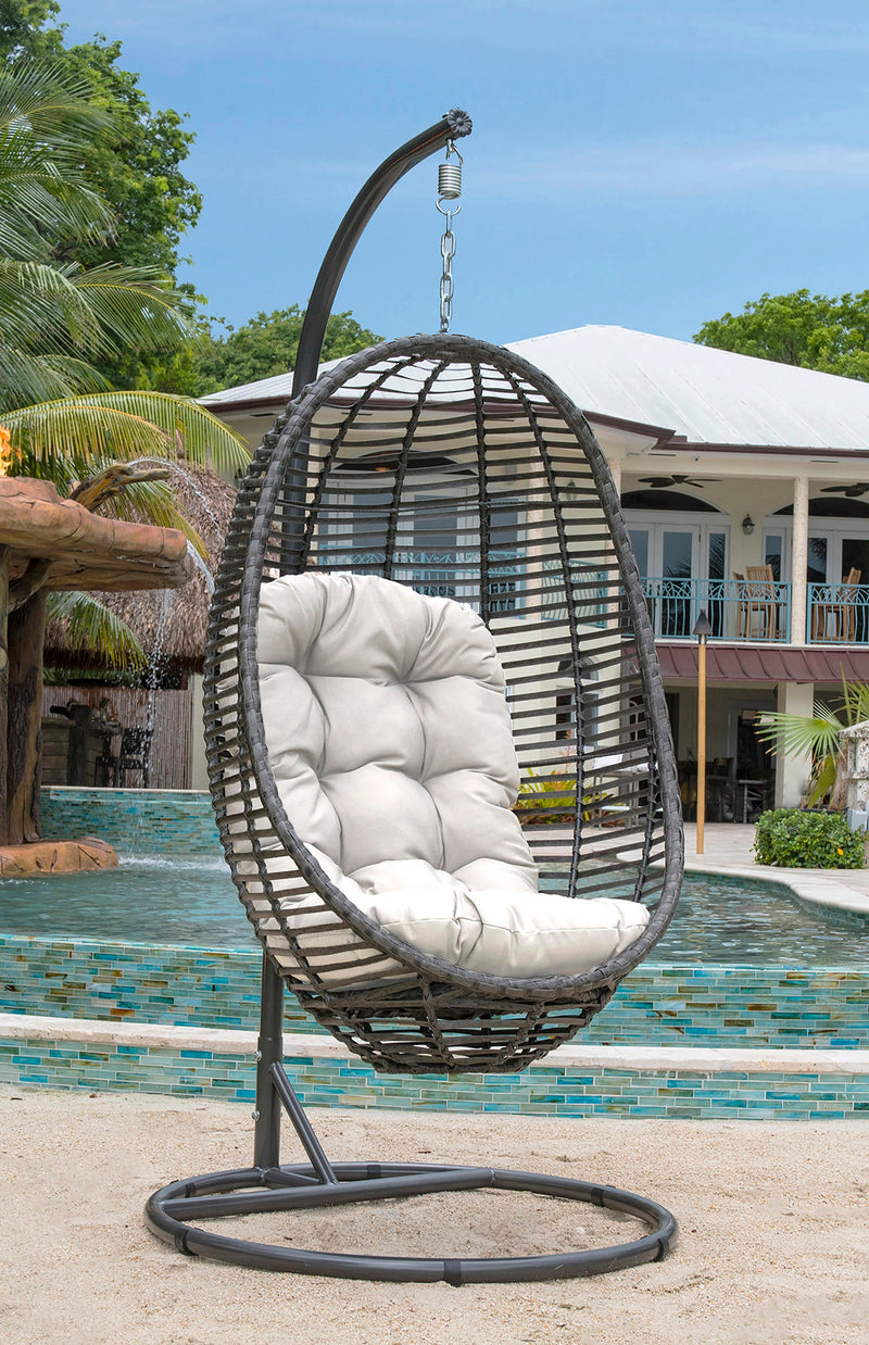 Panama Jack Graphite 2-Piece Hanging Chair with Cushion Aluminum Frame
