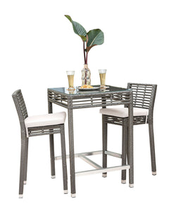 Panama Jack Graphite 3-Piece Pub Set with Cushions, Tempered Glass Top