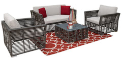 Panama Jack Graphite 4-Piece Living Set - Tempered Glass Coffee Table