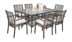 Panama Jack Graphite 7-Piece Armchair Dining Set with Tempered Glass