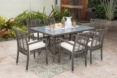 Panama Jack Graphite 7-Piece Armchair Dining Set with Tempered Glass