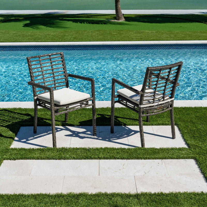 Panama Jack Graphite Stackable Arm Chair, Removable Cushion