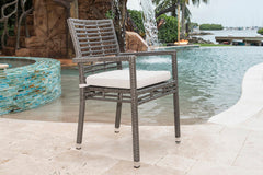 Panama Jack Graphite Stackable Arm Chair, Removable Cushion