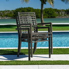 Panama Jack Graphite Stackable Arm Chair - Weather-Resistant