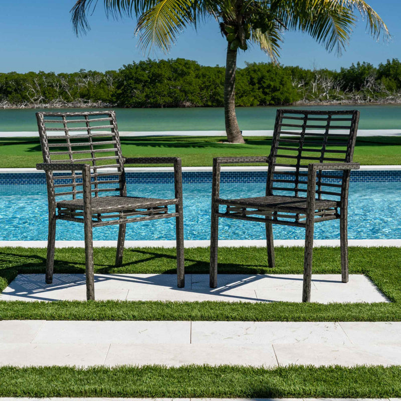 Panama Jack Graphite Stackable Arm Chair - Weather-Resistant