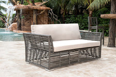 Panama Jack Graphite Loveseat with Cushions, Weather-Resistant Frame
