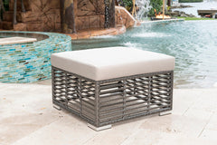 Panama Jack Graphite Square Ottoman with Cushion, Aluminum Frame
