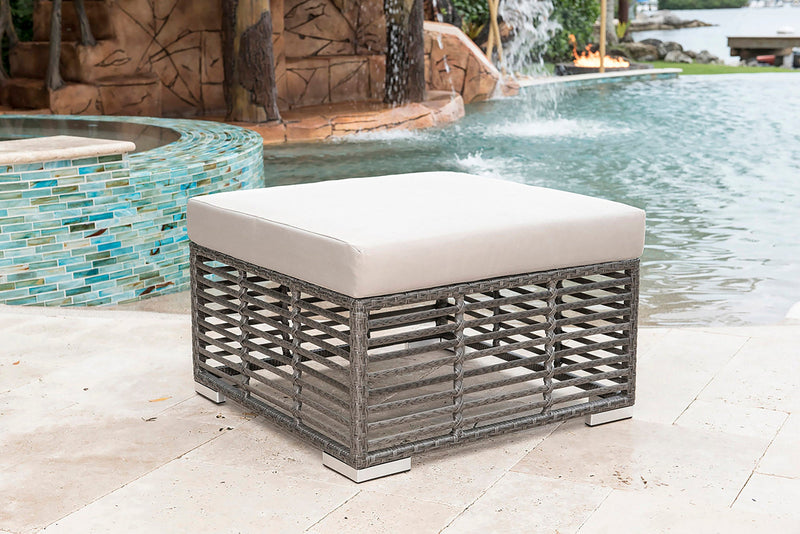Panama Jack Graphite Square Ottoman with Cushion, Aluminum Frame