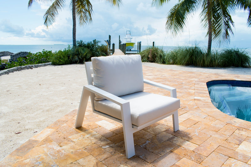 Panama Jack Mykonos Lounge Chair - White Aluminum Frame