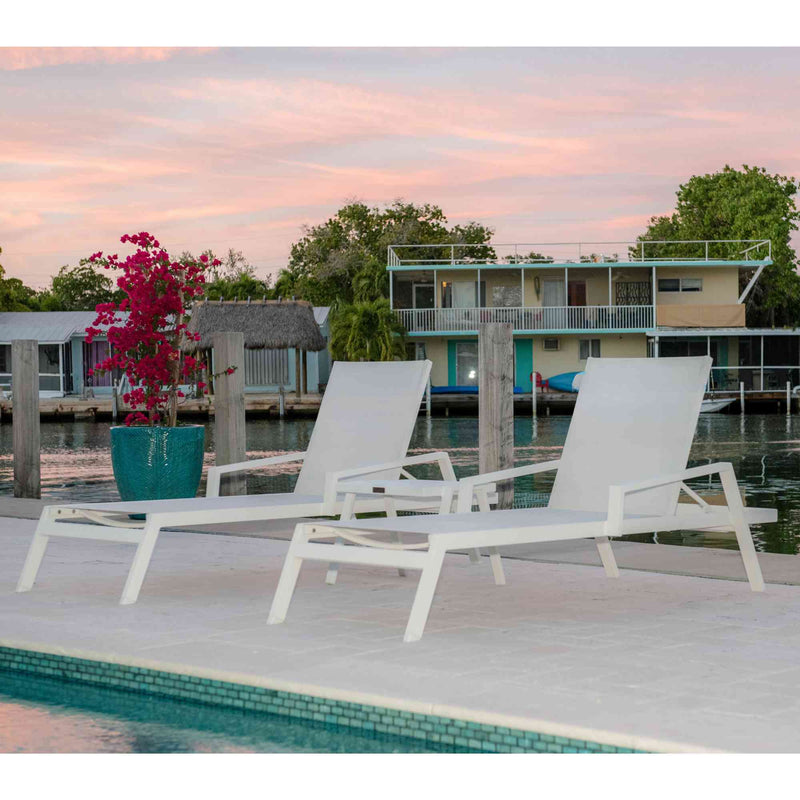 Panama Jack Mykonos 3-Piece Chaise Lounge Set - White Aluminum