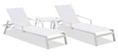 Panama Jack Mykonos 3-Piece Chaise Lounge Set - White Aluminum
