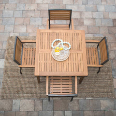Boca Grande 5-Piece Square Dining Set Acacia Wood Outdoor