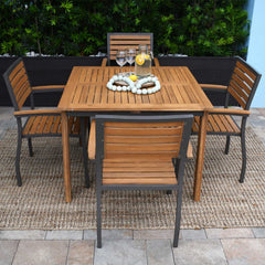 Boca Grande 5-Piece Square Dining Set Acacia Wood Outdoor