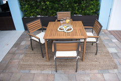 Boca Grande 5-Piece Square Dining Set Acacia Wood Outdoor